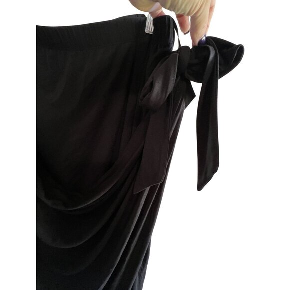 Ava Viv Womens Black Knit Wrap Midi Skirt Side Tie 3X PlusSize Elastic Waist NWT - Picture 2 of 5